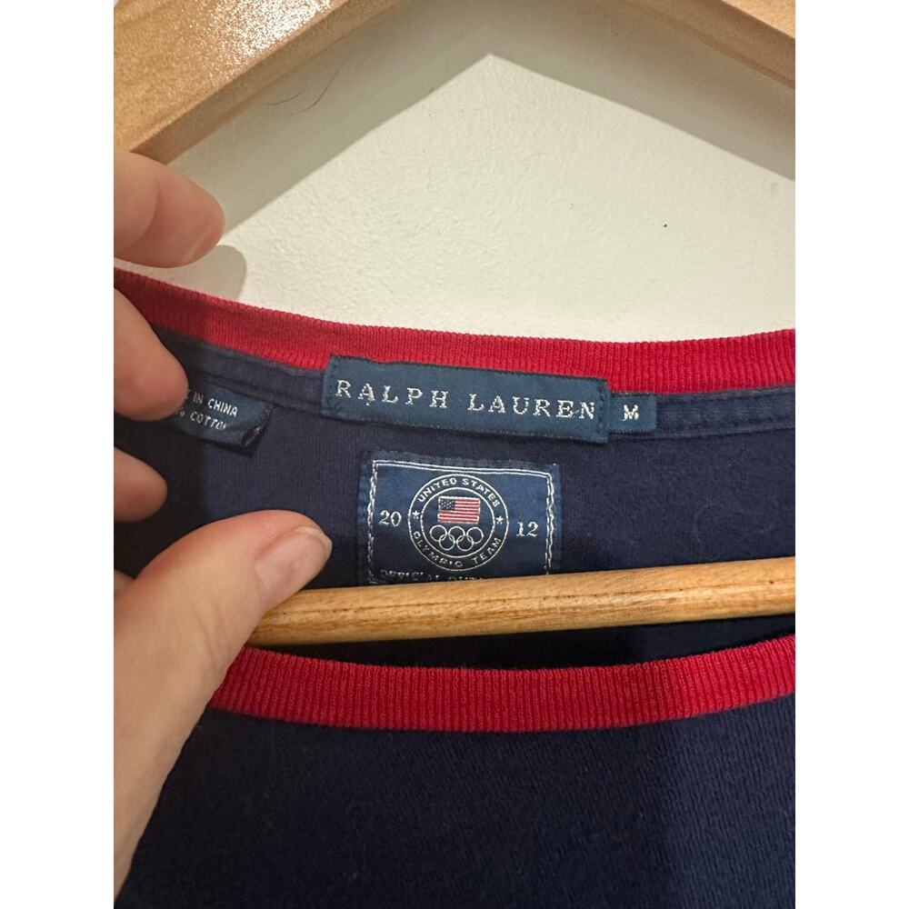 Lauren Ralph Lauren Crewneck Short Sleeve London Tee Shirt Dress Navy Red Size M - Picture 7 of 7